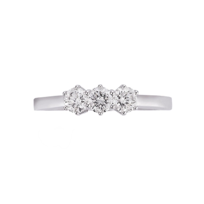 Trilogy Ring 18k White Gold with Diamonds 0,45ct