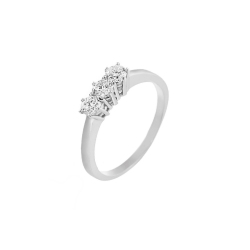 Trilogy Ring 18k White Gold with Diamonds 0,45ct