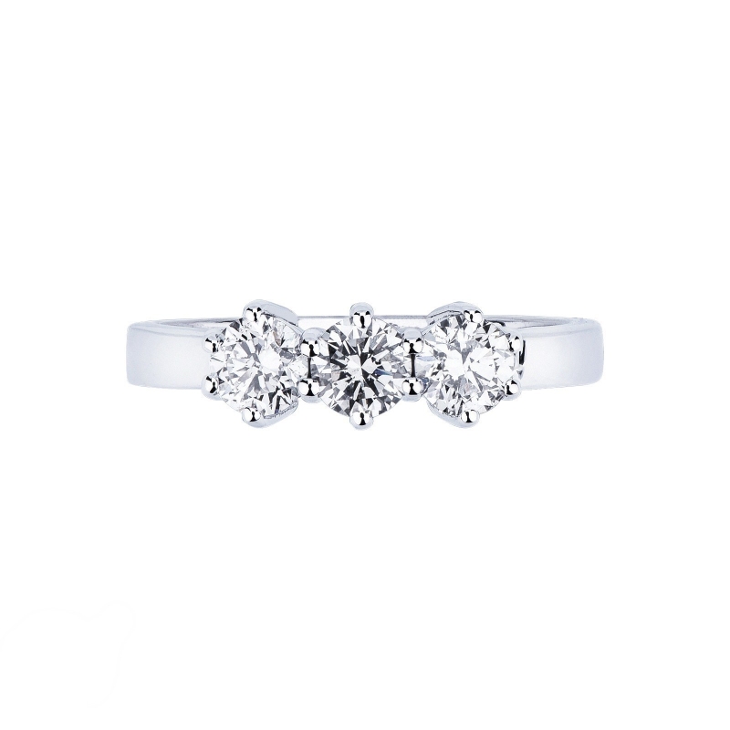 Trilogy Ring 18k White Gold with Diamonds 0,75 ct 
