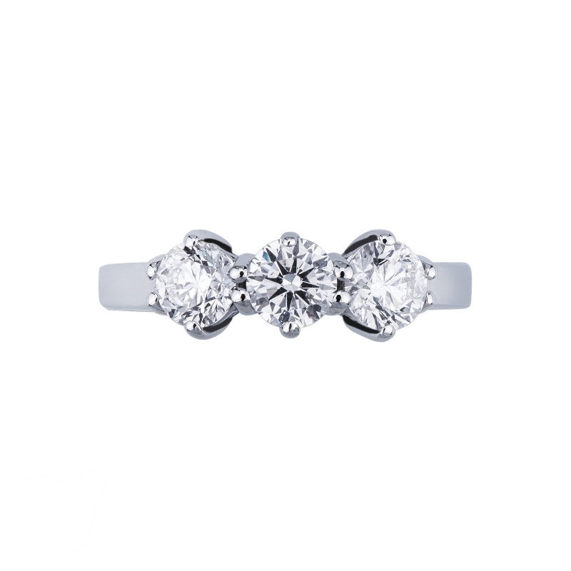 Trilogy Ring 750 White Gold with Diamonds 1,20 ct