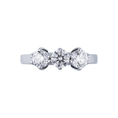 Trilogy Ring 750 White Gold with Diamonds 1,20 ct
