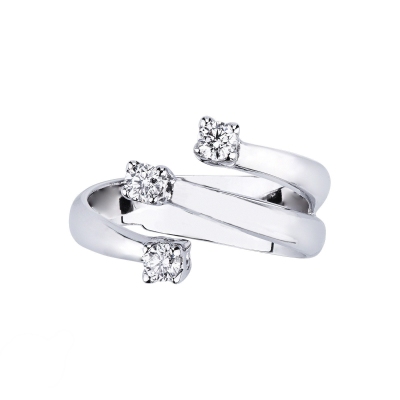 Trilogy ring with diamonds 0,35 ct white gold 18k 