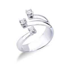 Trilogy ring with diamonds 0,35 ct white gold 18k