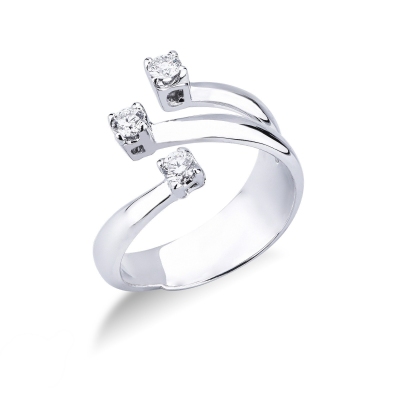 Trilogy ring with diamonds 0,35 ct white gold 18k 