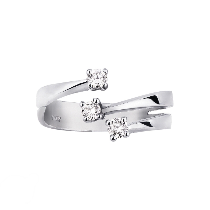 Trilogy ring white gold 18k crossed bands with diamonds  Trilogy ring white gold 18k crossed bands with diamonds