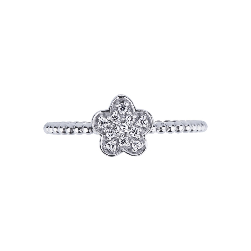 White gold 18k ring with diamonds flower White gold 18k ring with diamonds flower
