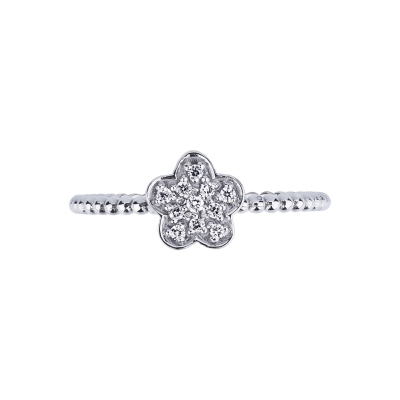 White gold 18k ring with diamonds flower