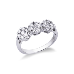 Illusion trilogy type ring in white gold 18k with diamonds