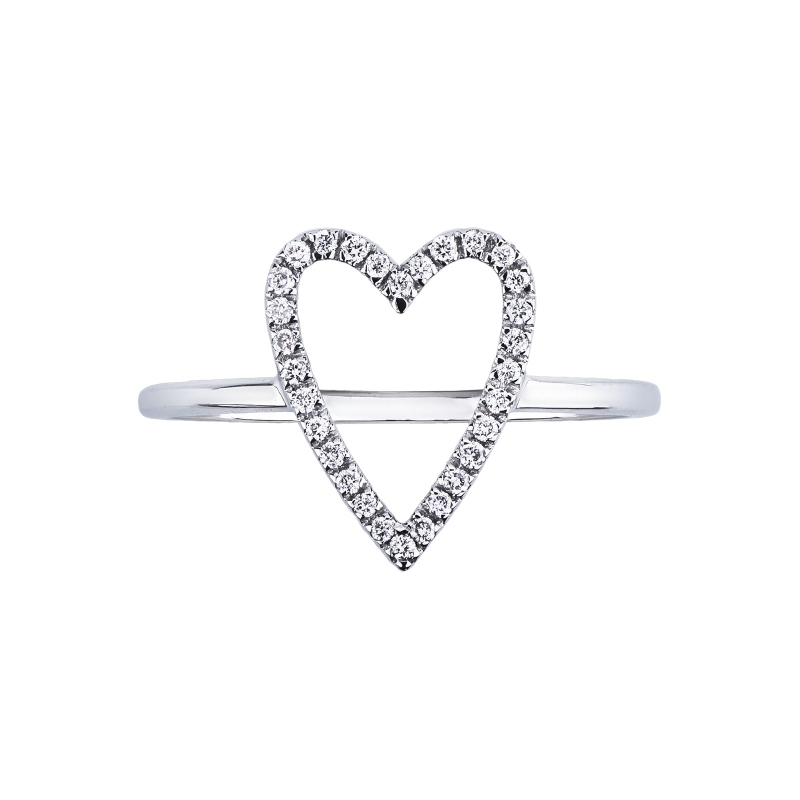 Ring with heart diamonds in white gold 18k Ring with heart diamonds in white gold 18k