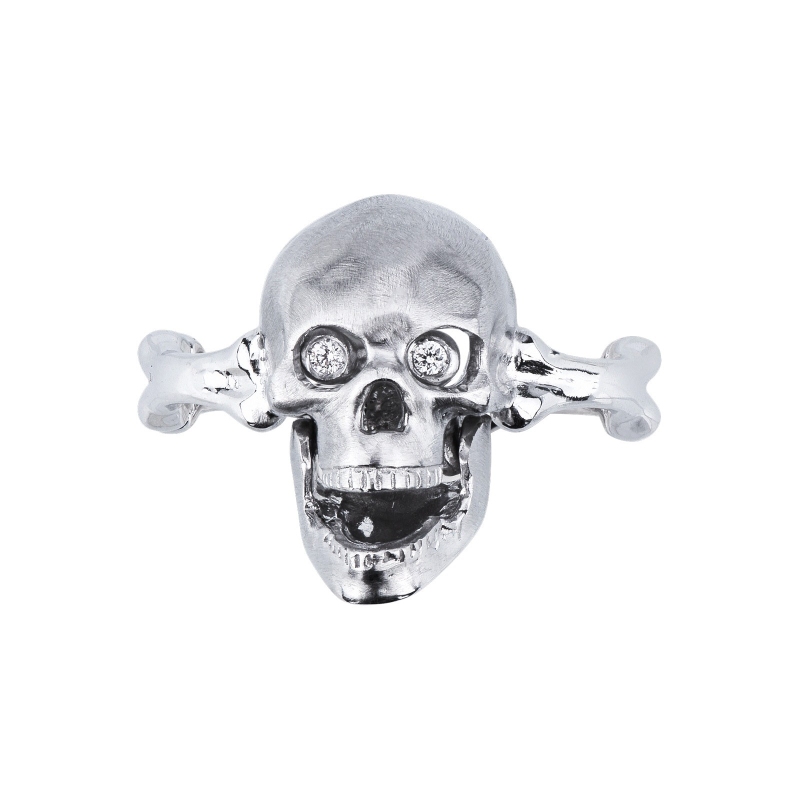 18k white gold diamonds skull ring 18k white gold diamonds skull ring