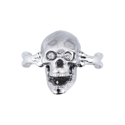 18k white gold diamonds skull ring