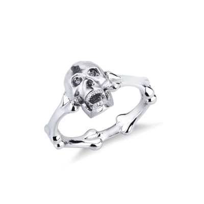 750 white gold skull diamonds ring