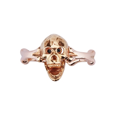 750 rose gold ring with skull and diamonds