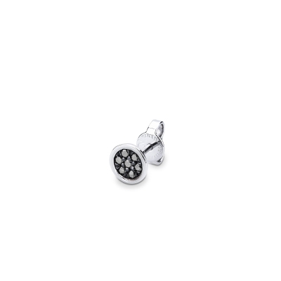 750 white gold single stud earring with black diamonds