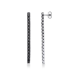 18k white gold burnished drop tennis bracelet with black round cut diamonds