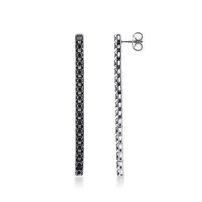 18k white gold burnished drop tennis bracelet with black round cut diamonds