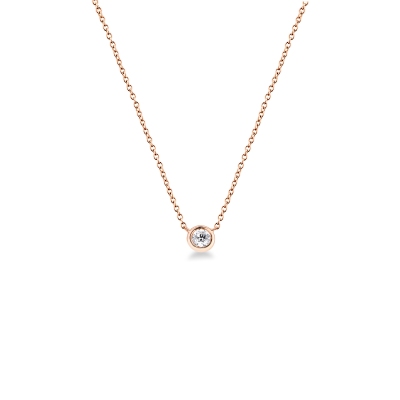 Rose gold 18k solitaire diamond necklace 