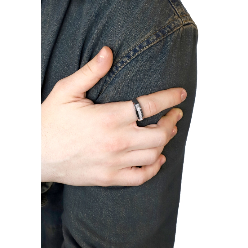 Man ring with 7 diamonds white gold 18k