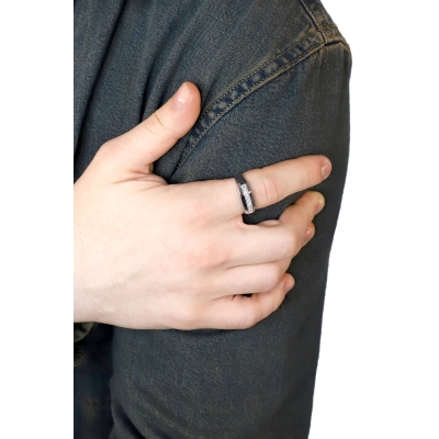 Man ring with 7 diamonds white gold 18k