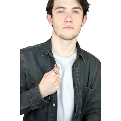 Man ring with 7 diamonds white gold 18k