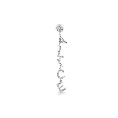 Name diamond earring ALICE white gold and diamonds
