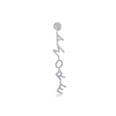 White gold and diamonds letter earring AMORE