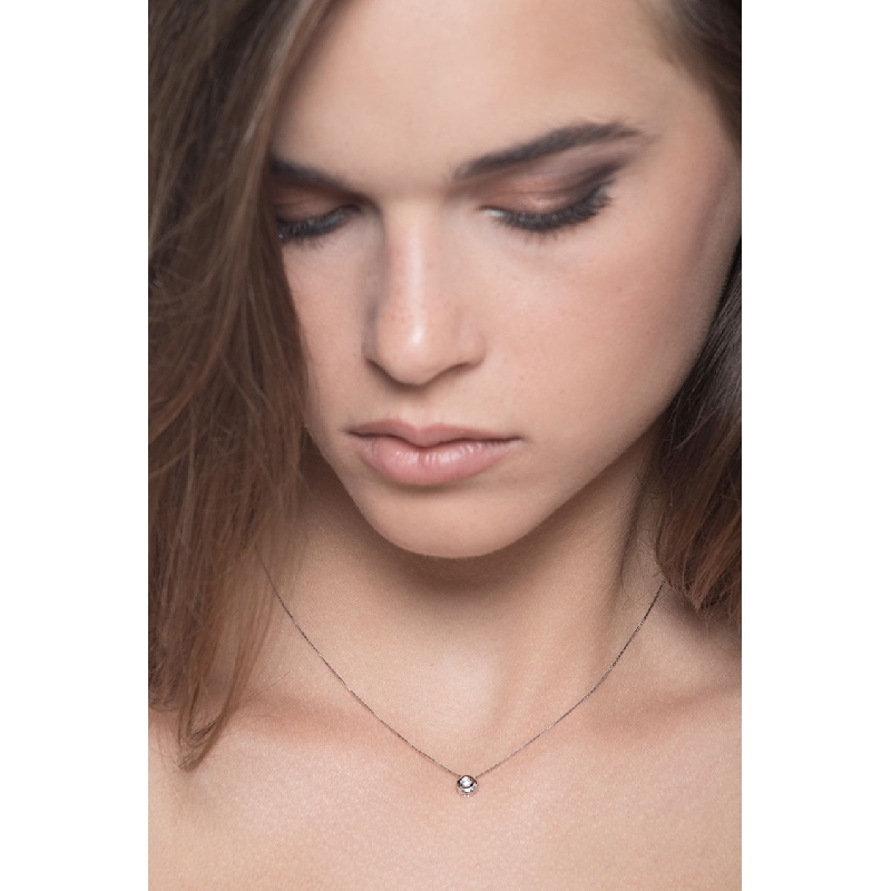 full bezel 18k white gold necklace with diamond