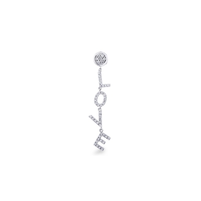 Letter earring LOVE white gold and diamonds