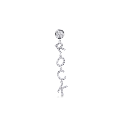 White gold and diamonds letter earring ROCK