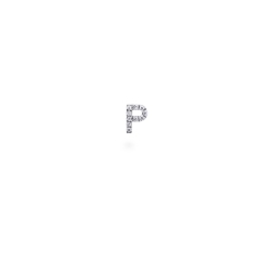 Letter earring P in white gold and diamonds