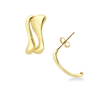 18k yellow gold wave glossy earrings