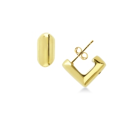 18k yellow gold open square earrings