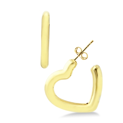 750 yellow gold heart glossy earrings