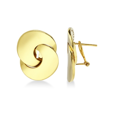 Intertwined double hoop earrings in yellow gold 18k