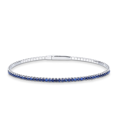 Bangle in white gold 18k with blue sapphires