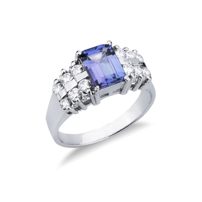 18k white gold tanzanite and diamonds ring