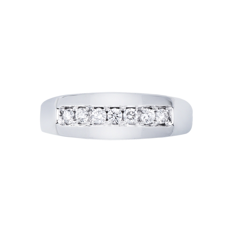 Man ring with 7 diamonds white gold 18k