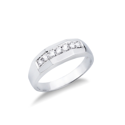 Man ring with 7 diamonds white gold 18k