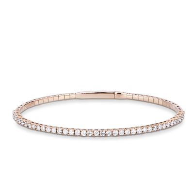 18k rose gold rigid tennis bracelet with diamonds