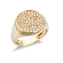 Pinky ring in yellow gold 750 with diamonds