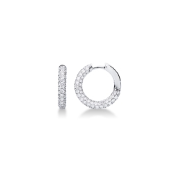 Hoop earrings in white gold 750 with diamonds
