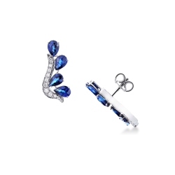 18k white gold blue sapphire and diamond earrings