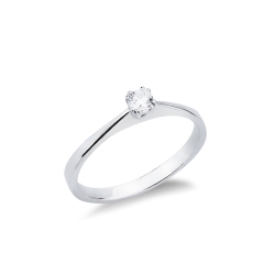8 claw solitaire ring in white gold 18k with diamond, 0,10 ct