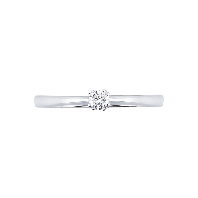 18k white gold solitaire ring with 8 prong diamond setting 0,15ct