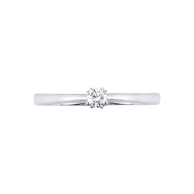 18k white gold solitaire ring with 8 prong diamond setting 0,15ct