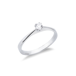 18k white gold solitaire ring with 8 prong diamond setting 0,15ct