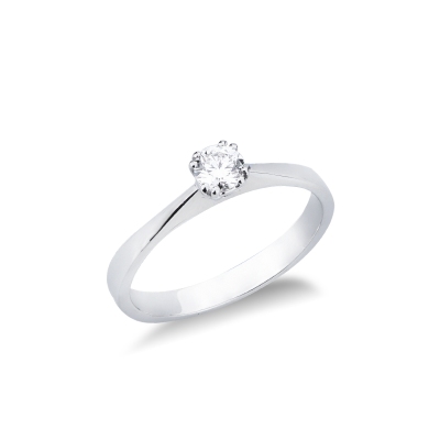 Solitaire ring in white gold 18k with diamond, 0,25 ct
