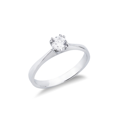 18k white gold solitaire ring with diamond 0,40 ct