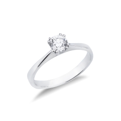 18k white gold solitaire ring with diamond, 0,50 ct