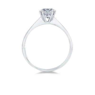 18k white gold solitaire ring with IGI diamond 1,00 ct